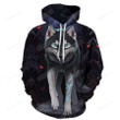 Black Wild Gray Wolf 3D All Print Hoodie, Zip- Up Hoodie