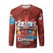 Cuphead - Cuphead And Mugman In Red Background 3d Full Over Print Hoodie Zip Hoodie Sweater Tshirt