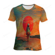 Astronaut At Sunset In Glitch Artwork Black & White Art 3d Full Over Print Hoodie Zip Hoodie Sweater Tshirt