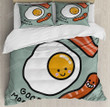Breakfast Duvet Cover Set, Morning Message Egg Bacon Sausages, Decorative Bedding Set