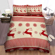 The Christmas Art, Red Reindeer Jumping On The Road Bed Sheets Spread Duvet Cover Bedding Sets