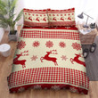 The Christmas Art, Red Reindeer Jumping On The Road Bed Sheets Spread Duvet Cover Bedding Sets