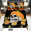 Halloween Skull Wearing Pumpkin Hat Painting Bed Sheets Spread Duvet Cover Bedding Sets
