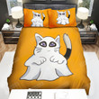 Halloween Cat In Spooky Ghost Costume Bed Sheets Spread Duvet Cover Bedding Sets