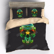3d Neon Green Lights Abstract Skull Cotton Bed Sheets Spread Comforter Duvet Cover Bedding Sets
