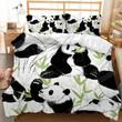 Panda Eating Bamboo Leaves Bed Sheets Duvet Cover Bedding Sets