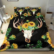 Sunflower And Deer Skull Cotton Bed Sheets Spread Comforter Duvet Cover Bedding Sets Perfect Gifts For Deer Lover Gifts For Birthday Christmas Thanksgiving