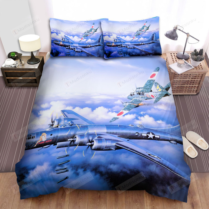 Military Weapon Ww2, Us Plane Boeing B29 Bed Sheets Spread Duvet Cover Bedding Sets