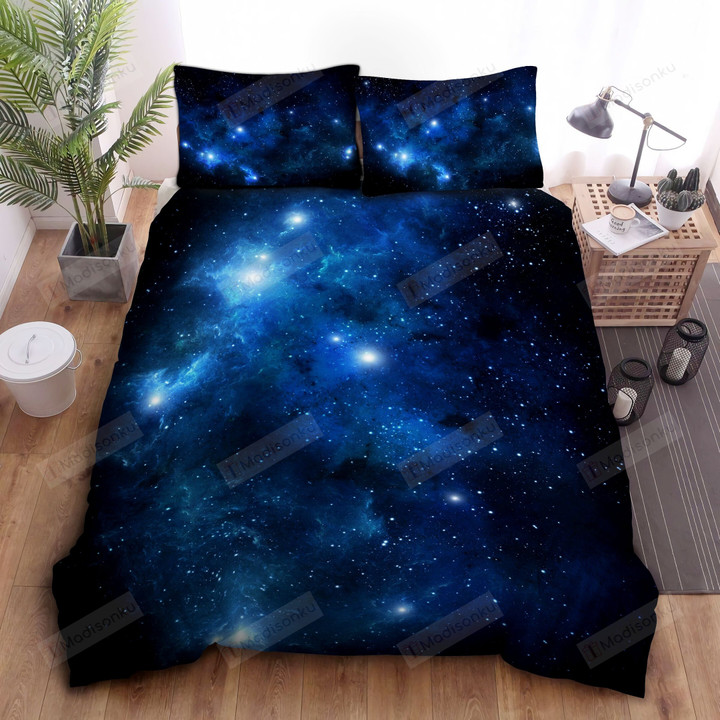Clearly Printed Dark Blue Cotton Galaxy Cotton Bed Sheets Spread Comforter Duvet Cover Bedding Sets
