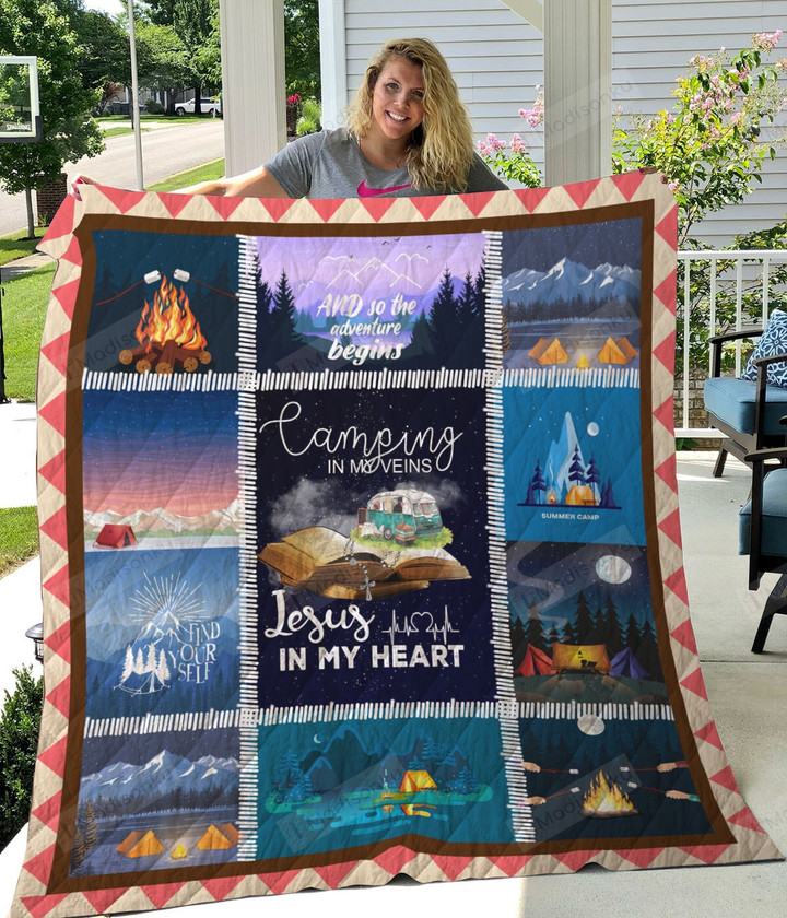 Camping Jesus In My Heart Camping In My Veins Quilt Blanket Great Customized Blanket Gifts For Birthday Christmas Thanksgiving