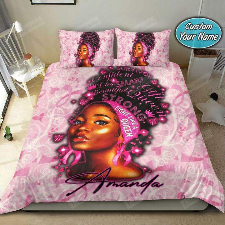 Personalized Black Girl Wrap Head Fight Like A Queen Cotton Bed Sheets Spread Comforter Duvet Cover Bedding Sets Perfect Gifts For Daughter Girlfriend Wife
