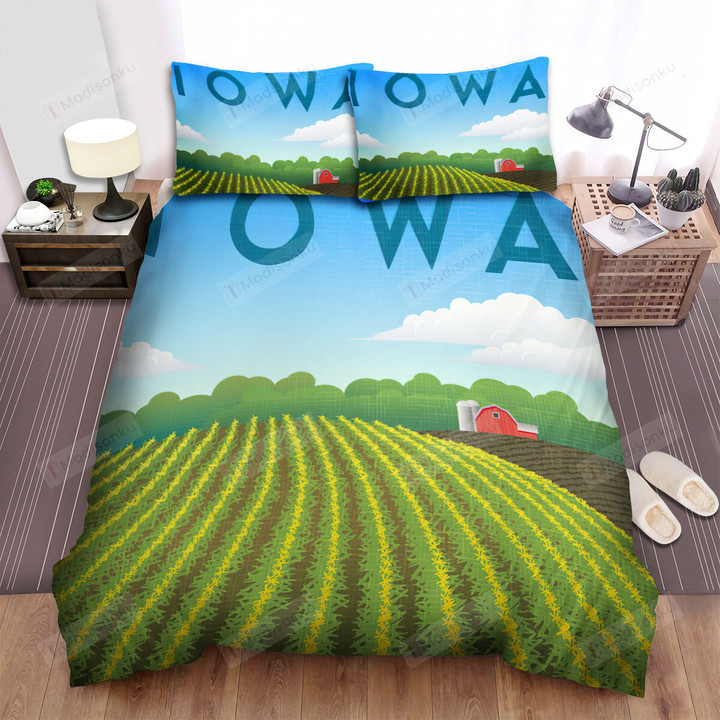 Iowa Welcome Corn Field Bed Sheets Spread Comforter Duvet Cover Bedding Sets