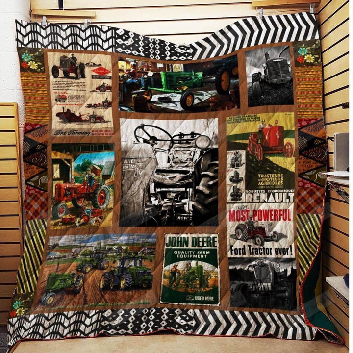 Tractors Most Powerful Black And White Line Pattern Quilt Blanket Great Customized Blanket Gifts For Birthday Christmas Thanksgiving