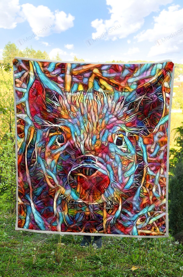 Funky Little Pig Quilt Blanket Great Gifts For Birthday Christmas Thanksgiving Anniversary