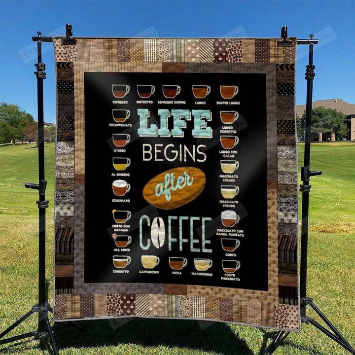 Life Begins After Coffee Quilt Blanket Great Customized Blanket Gifts For Birthday Christmas Thanksgiving