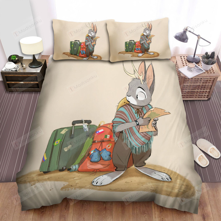 Jackalope Going On Vacation Bed Sheets Spread Duvet Cover Bedding Sets