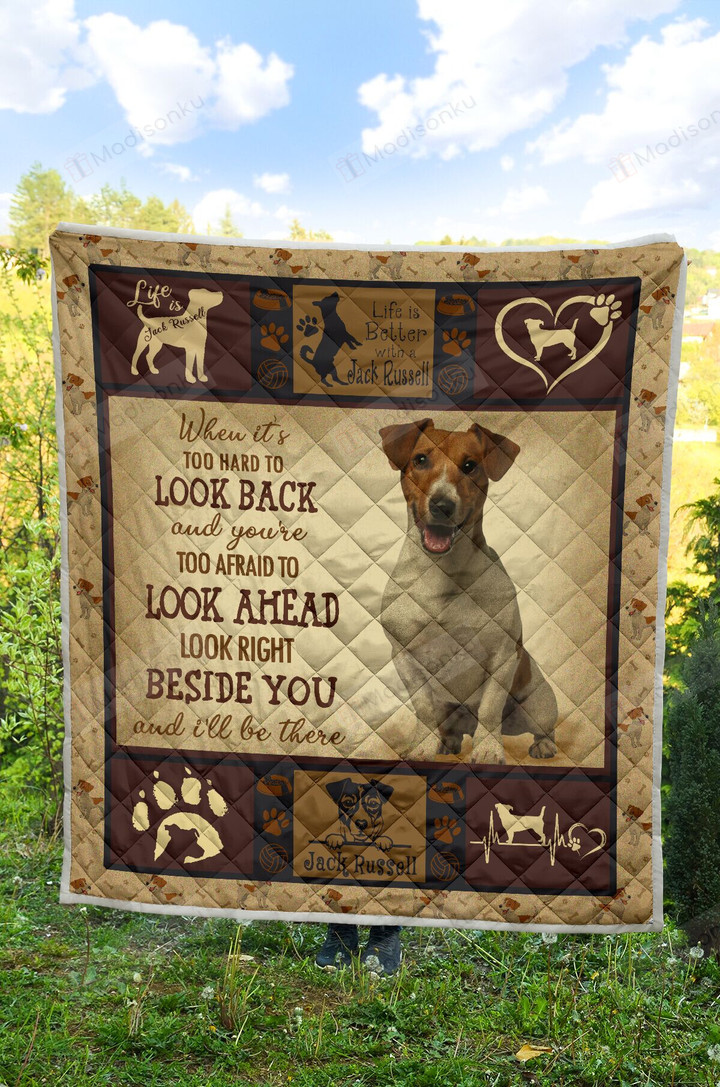 Jack Russell Beside You And I'll Be There Quilt Blanket Great Customized Blanket Gifts For Birthday Christmas Thanksgiving Anniversary