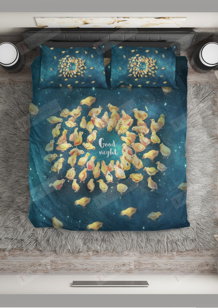 Chicken Good Night Babe Chicks Cotton Bed Sheets Spread Comforter Duvet Cover Bedding Sets