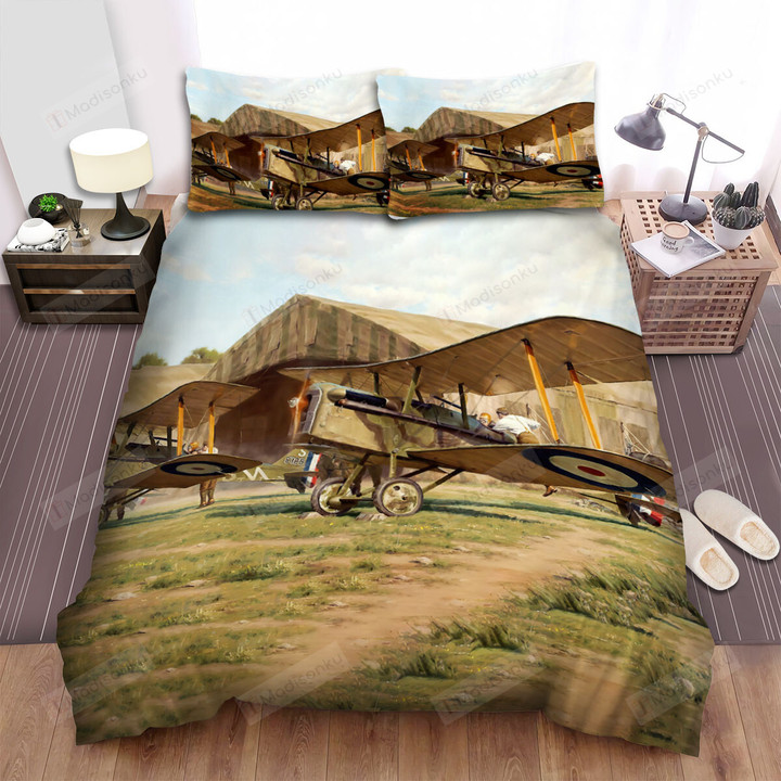 The Military Weapon Ww1 - Rfc Plane At The Airport Bed Sheets Spread Duvet Cover Bedding Sets