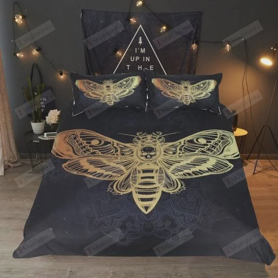 3D Bronzing Moth Cotton Bed Sheets Spread Comforter Duvet Cover Bedding Sets