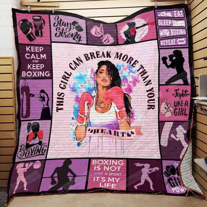 Boxing This Girl Can Break More Than Your Heart Quilt Blanket Great Customized Blanket Gifts For Birthday Christmas Thanksgiving