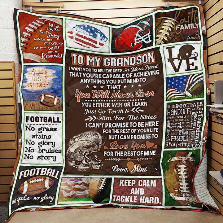 Personalized Football To My Grandson Quilt Blanket From Mimi I Can Promise To Love You For The Rest Of Mine Great Customized Blanket Gifts For Birthday Christmas Thanksgiving