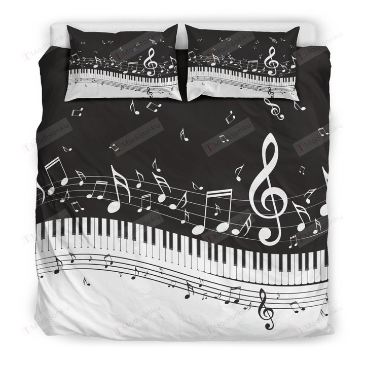 Black And White Piano And Music Notes Duvet Cover Bedding Sets
