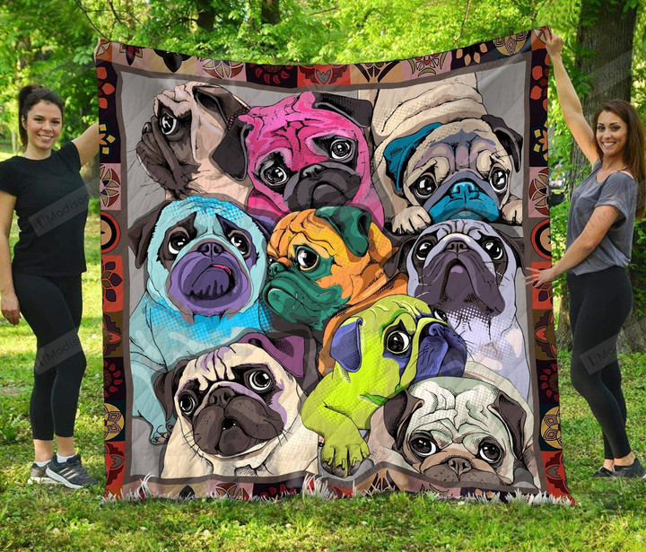 Pugs Quilt Blanket Best Gift For Pugs Lovers