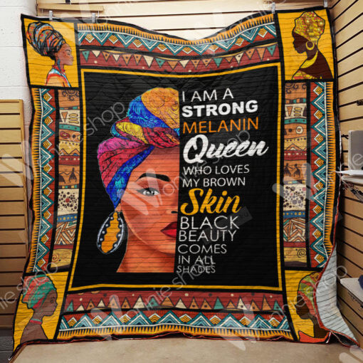 Black Women With Head Wrap I Am A Strong Melanin Queen Quilt Blanket Great Customized Gifts For Birthday Christmas Thanksgiving Perfect Gifts For Black Daughter Girlfriend Wife
