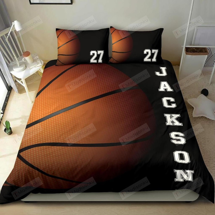 Personalized Basketball Ball Cotton Bed Sheets Spread Comforter Duvet Cover Bedding Sets Perfect Gifts For Basketball Lover