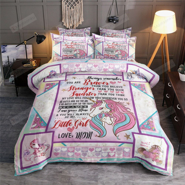 Personalized Unicorn To My Daughter From Mom You Are Smarter Than You Think Cotton Bed Sheets Spread Comforter Duvet Cover Bedding Sets