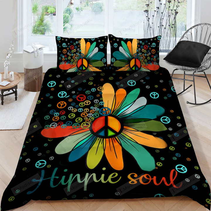 3D Hippie Soul Flower Cotton Bed Sheets Spread Comforter Duvet Cover Bedding Sets