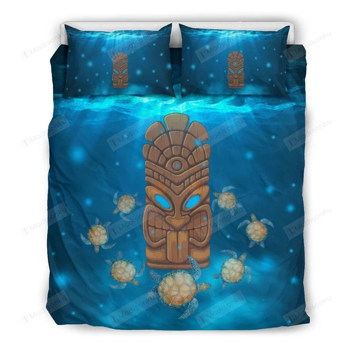 Undersea Tiki And Turtle Cotton Bed Sheets Spread Comforter Duvet Cover Bedding Sets
