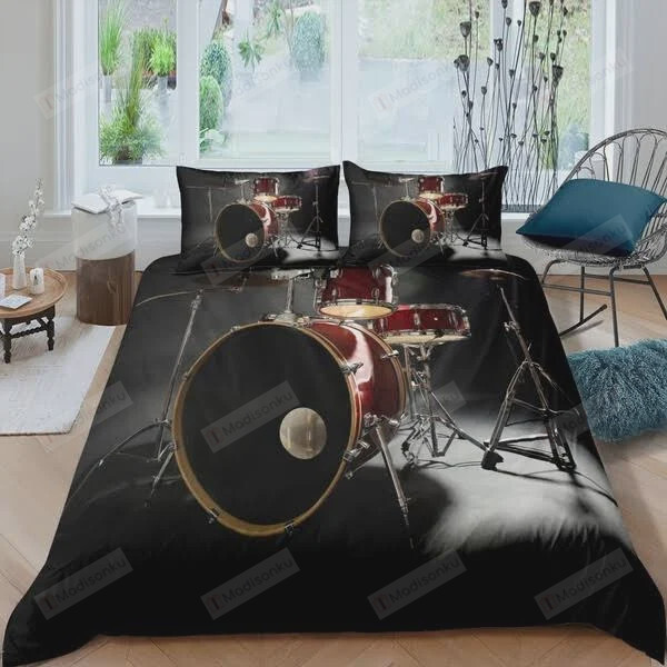 Rock Instrument Black Pattern Cotton Bed Sheets Spread Comforter Duvet Cover Bedding Sets