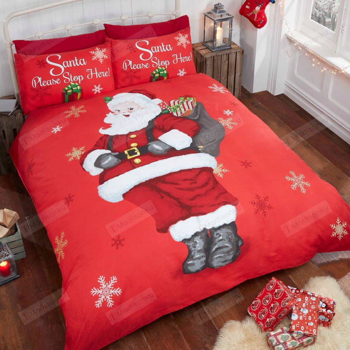 Christmas Santa Claus Cotton Bed Sheets Spread Comforter Duvet Cover Bedding Sets