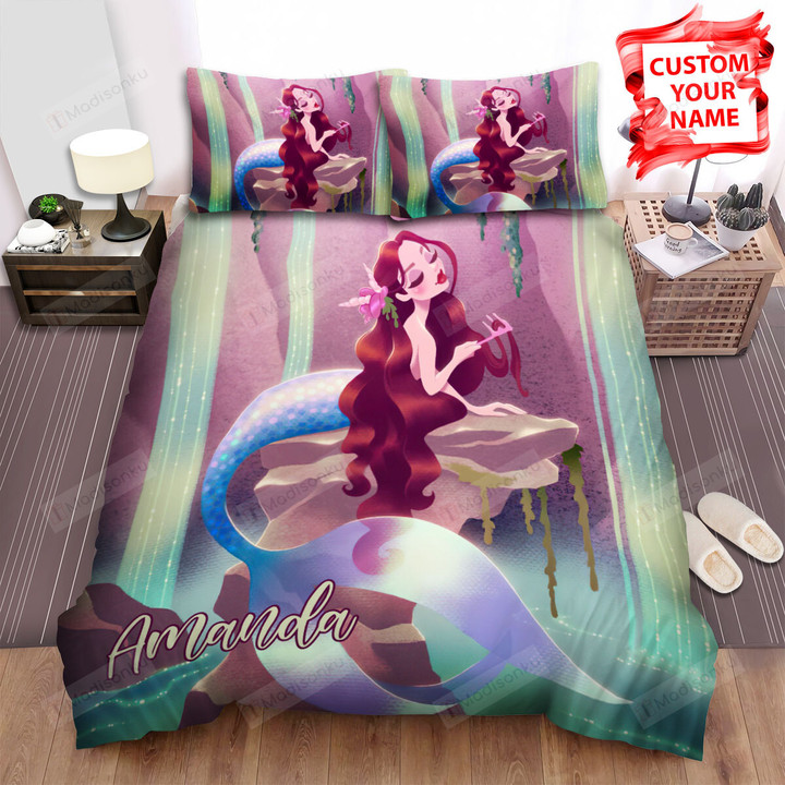 Mermaid Combing Hair Bed Sheets Spread Comforter Duvet Cover Bedding Sets