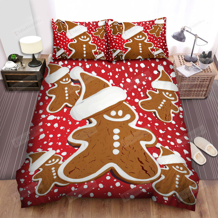 The Christmas Art, Gingerbread Santa Claus Bed Sheets Spread Duvet Cover Bedding Sets