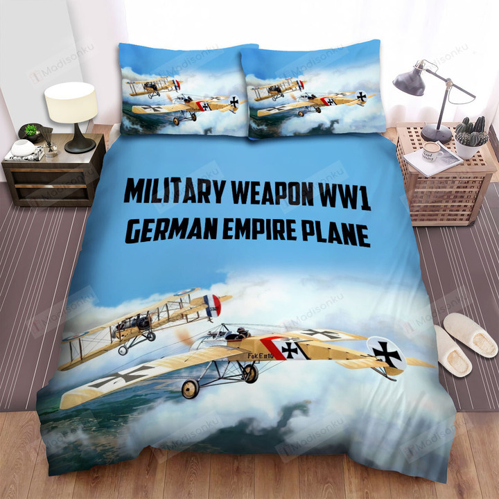 Military Weapon Ww1  German Empire Plane - Fokker E10 Art Bed Sheets Spread Duvet Cover Bedding Sets