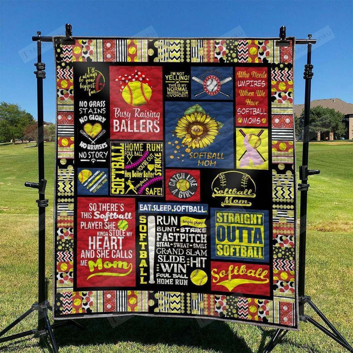 Straight Outta Softball Quilt Blanket Great Customized Blanket Gifts For Birthday Christmas Thanksgiving
