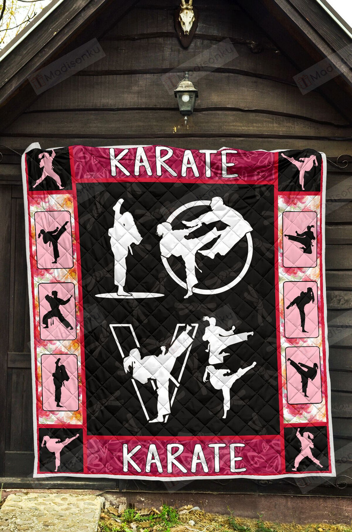 Karate, Love From Martial Artist Quilt Blanket Great Customized Blanket Gifts For Birthday Christmas Thanksgiving