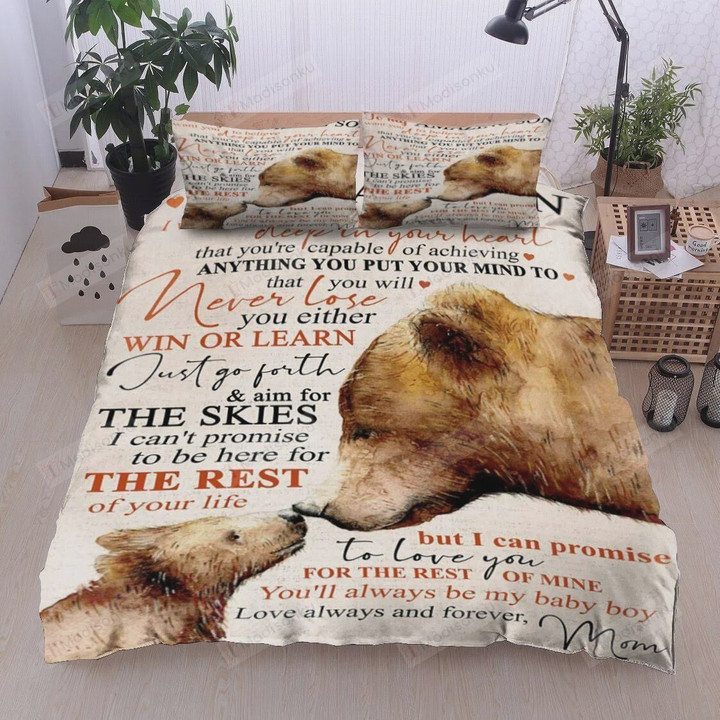 Personalized To My Amazing Son Bear From Mom Love You For The Rest Of Life Cotton Bed Sheets Spread Comforter Duvet Cover Bedding Sets