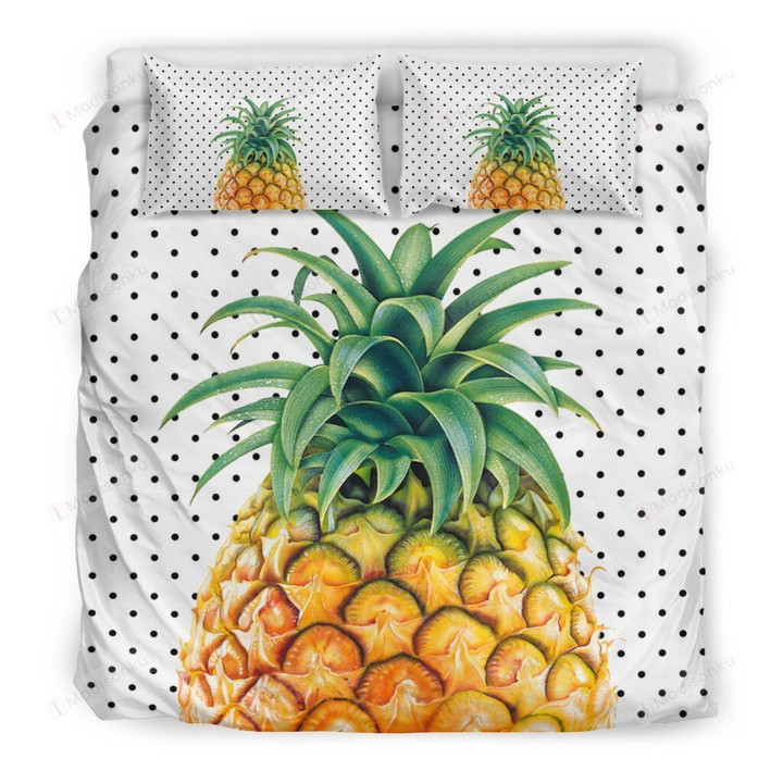 Hawaii Pineapple Dots Background  Bed Sheets Spread Comforter Duvet Cover Bedding Sets
