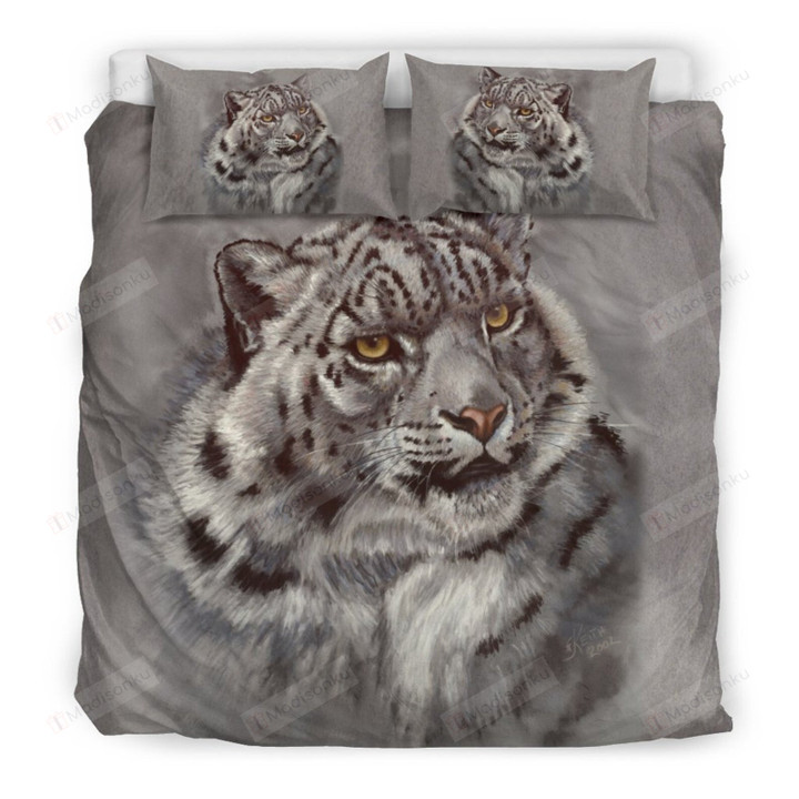 Leopard Bedding Set Gray And Black Exclusive Artwork  (Duvet Cover & Pillow Cases)