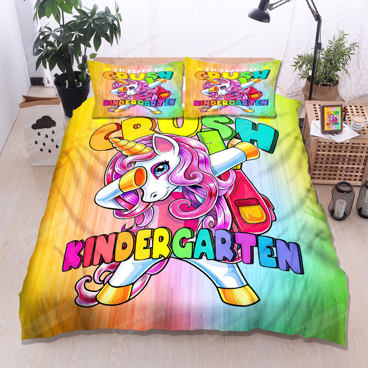 3D Unicorn Back To School Crush Kindergarten Cotton Bed Sheets Spread Comforter Duvet Cover Bedding Sets