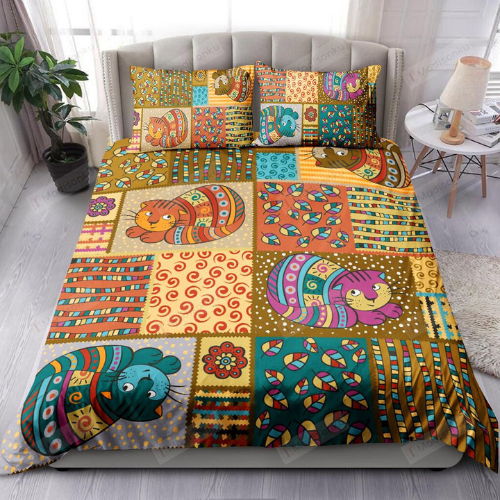 Stylized Cats Bed Sheets Duvet Cover Bedding Set