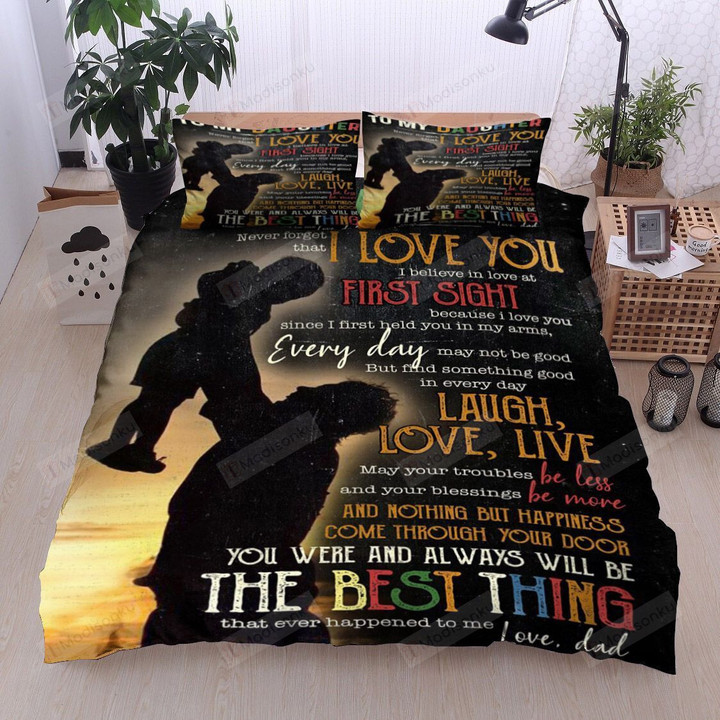 Personalized Family From Dad To Daughter Nothing But Happiness Come Through Your Door Cotton Bed Sheets Spread Comforter Duvet Cover Bedding Sets