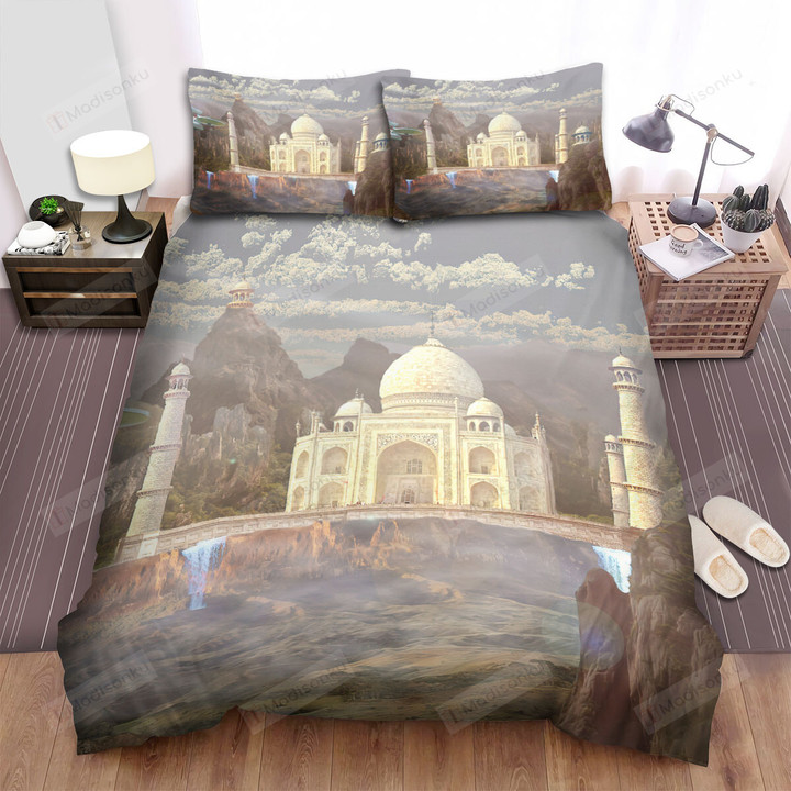 Taj Mahal Aircraft Fantasy Art Bed Sheets Spread Comforter Duvet Cover Bedding Sets