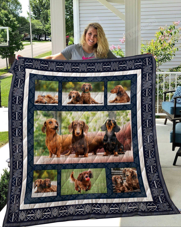 Dachshund Dog Lovers Happy Quilt Blanket