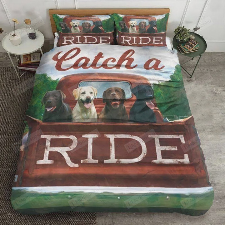 Labrador Retriever Ride Catch A Ride Cotton Bed Sheets Spread Comforter Duvet Cover Bedding Sets