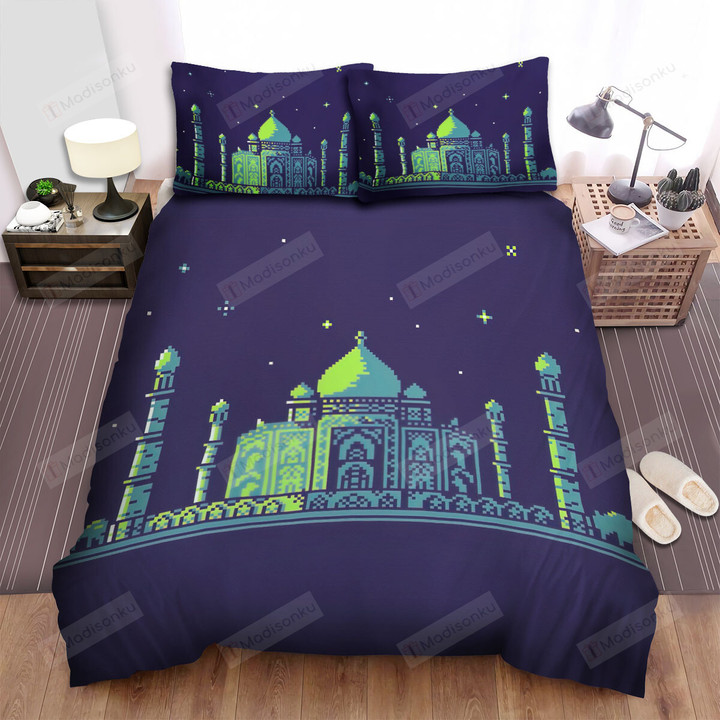 Taj Mahal Pixel Art Bed Sheets Spread Comforter Duvet Cover Bedding Sets